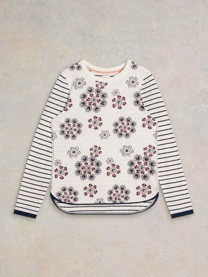 Women SHIRTS and BLOUSES White Stuff CLARA LONG SLEEVE TEE Natural Print Women SHIRTS and BLOUSES White Stuff CLARA LONG SLEEVE TEE Natural Print