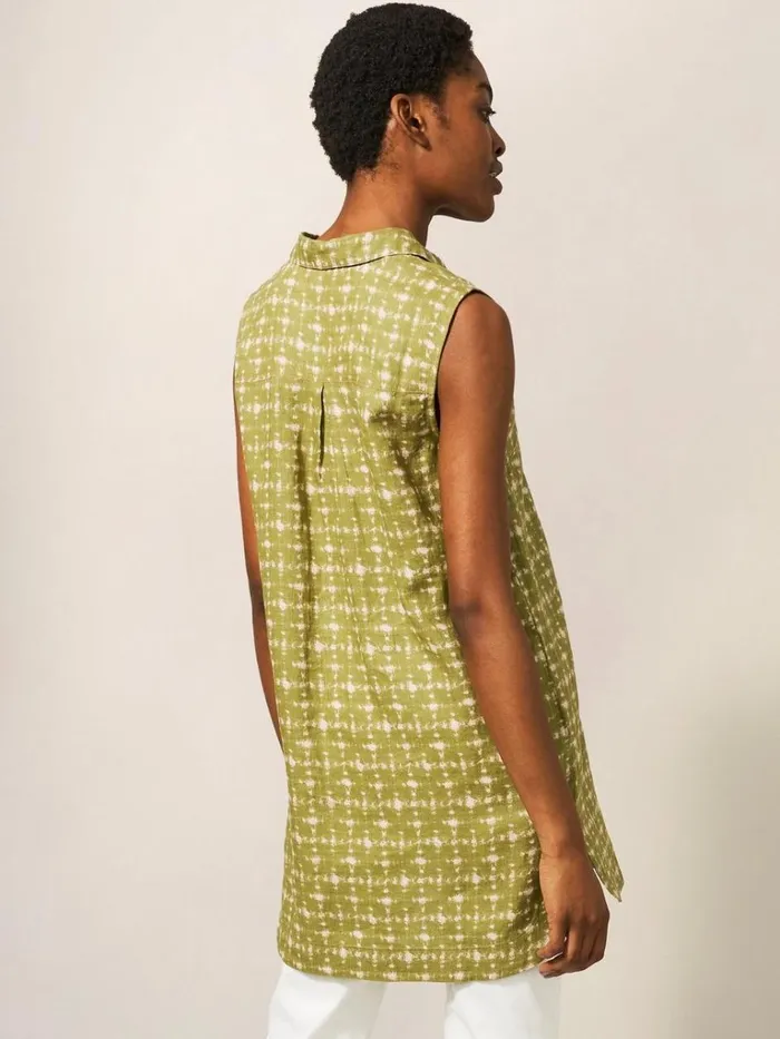Women SHIRTS and BLOUSES White Stuff Elsie Sleeveless Linen Tunic Green Multi Women SHIRTS and BLOUSES White Stuff Elsie Sleeveless Linen Tunic Green Multi