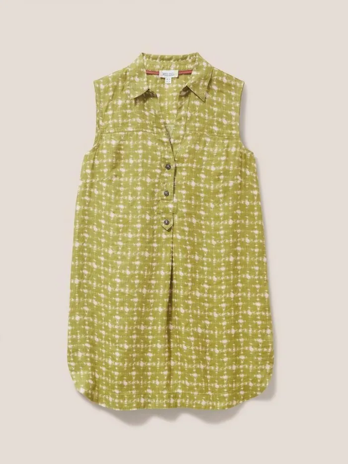 Women SHIRTS and BLOUSES White Stuff Elsie Sleeveless Linen Tunic Green Multi Women SHIRTS and BLOUSES White Stuff Elsie Sleeveless Linen Tunic Green Multi