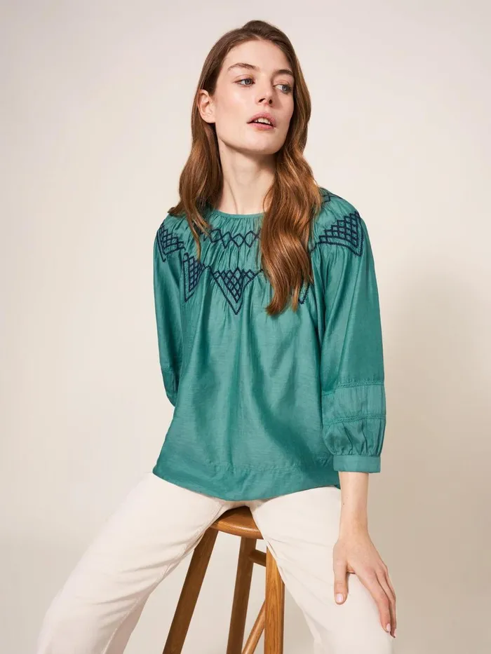 Women SHIRTS and BLOUSES White Stuff Esme Cotton Silk Top Green Multi Women SHIRTS and BLOUSES White Stuff Esme Cotton Silk Top Green Multi