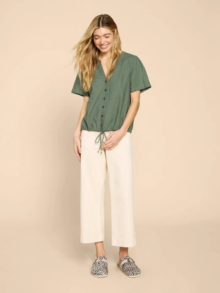 Women SHIRTS and BLOUSES White Stuff Ferne Linen Blend Shirt Khaki Green