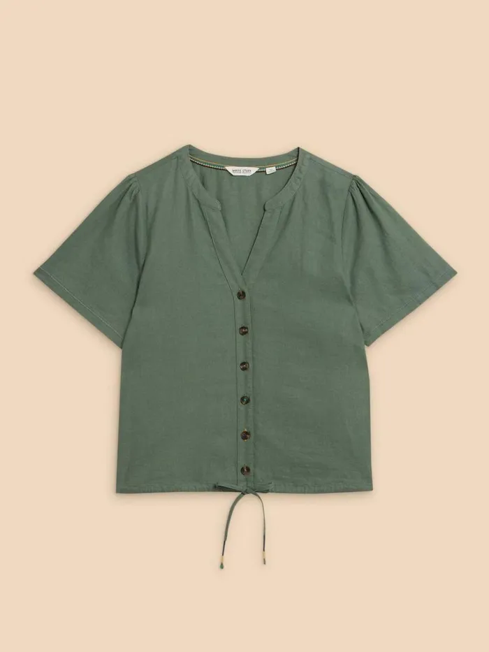 Women SHIRTS and BLOUSES White Stuff Ferne Linen Blend Shirt Khaki Green Women SHIRTS and BLOUSES White Stuff Ferne Linen Blend Shirt Khaki Green