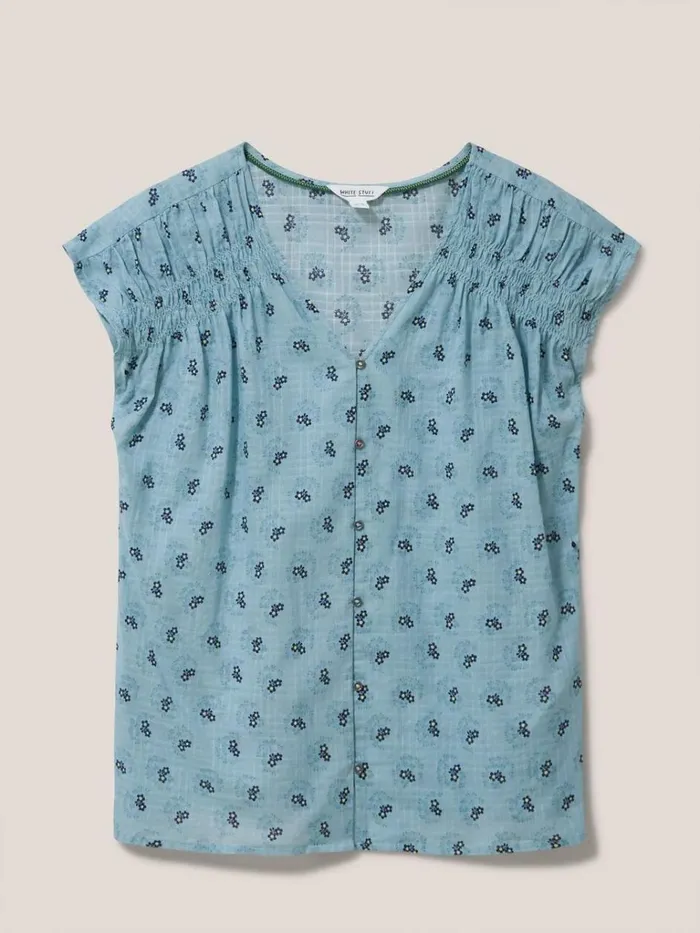 Women SHIRTS and BLOUSES White Stuff Rae Organic Vest Cotton Teal Multi Women SHIRTS and BLOUSES White Stuff Rae Organic Vest Cotton Teal Multi