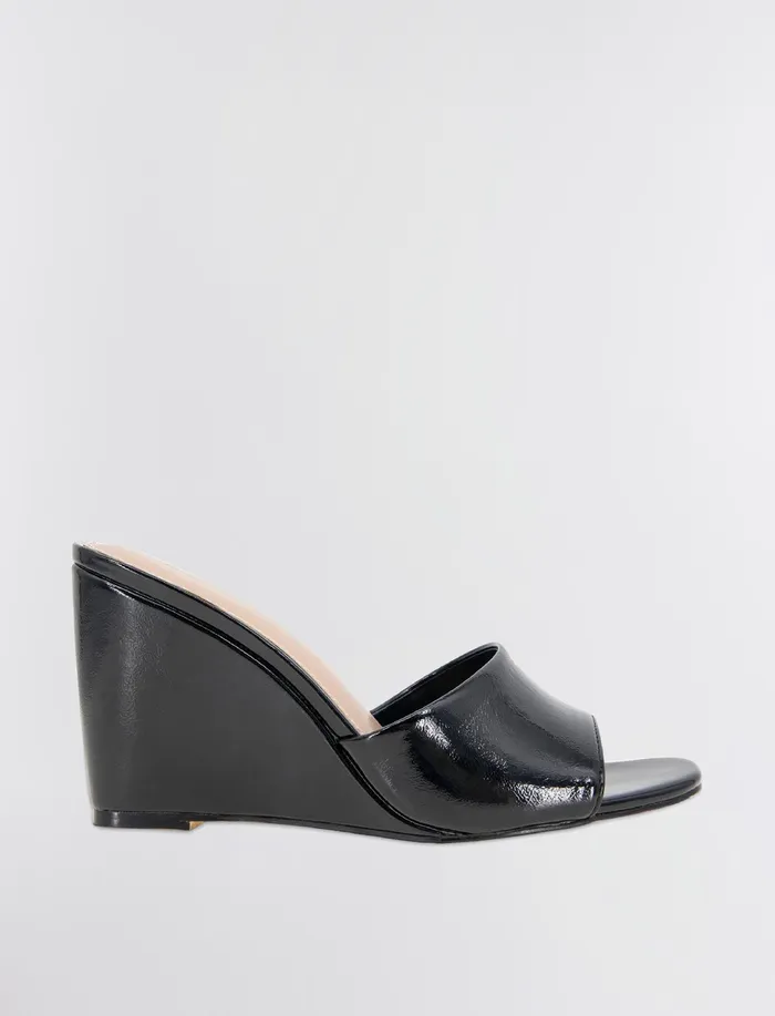 Women Shoes BCBG Black Patent Giani Wedge Sandal Black Patent