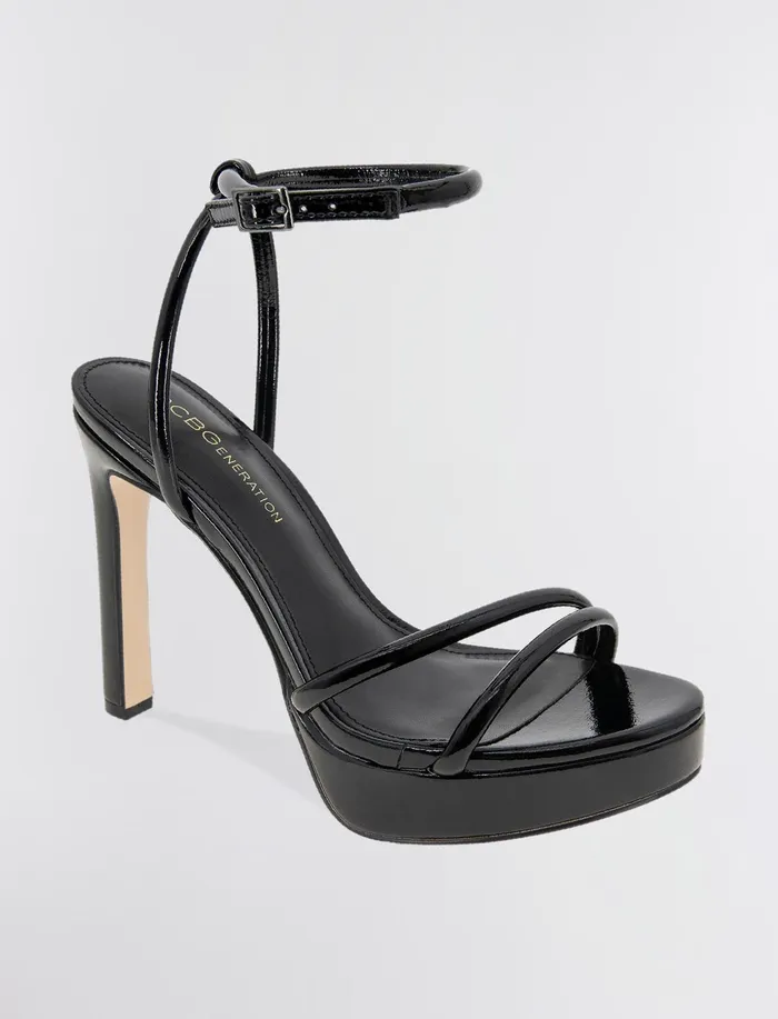 Women Shoes BCBG Black Patent Kendi Sandal Heel Black Patent