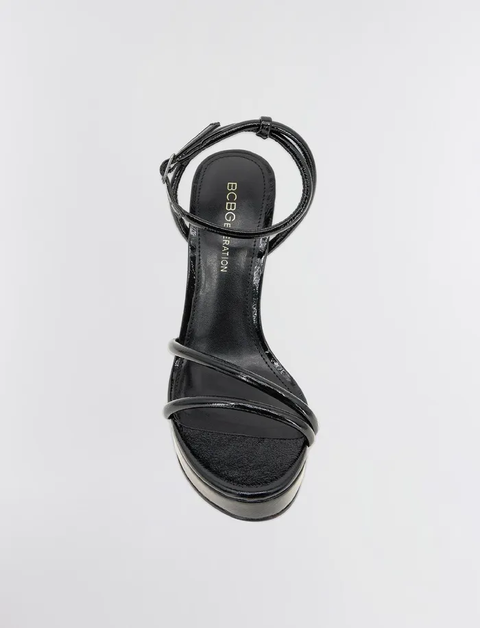 Women Shoes BCBG Black Patent Kendi Sandal Heel Black Patent