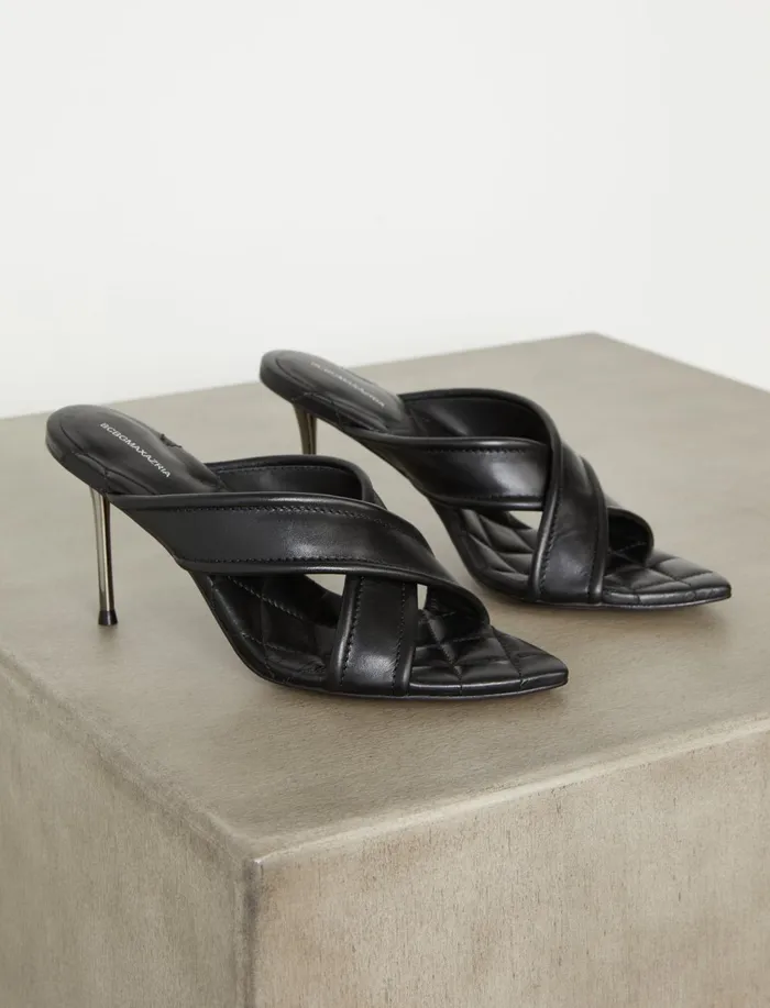 Women Shoes BCBG Black Talli Quilted Stiletto Sandal Black