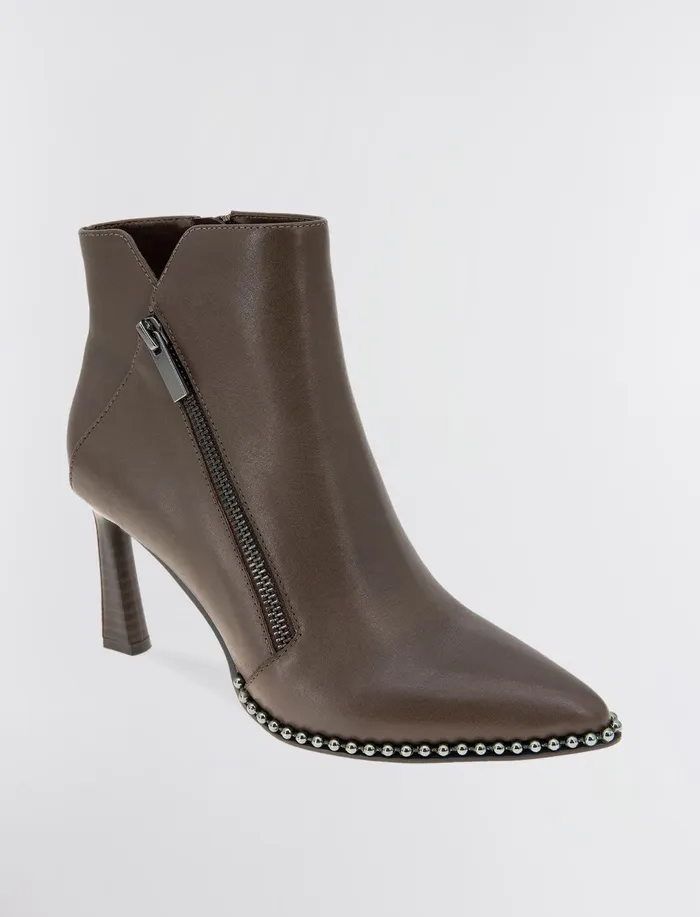 Women Shoes BCBG Brown Billie Leather Bootie Smoke
