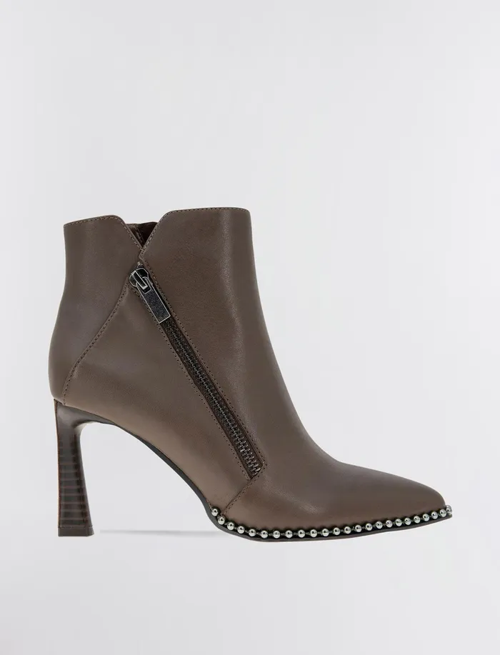 Women Shoes BCBG Brown Billie Leather Bootie Smoke