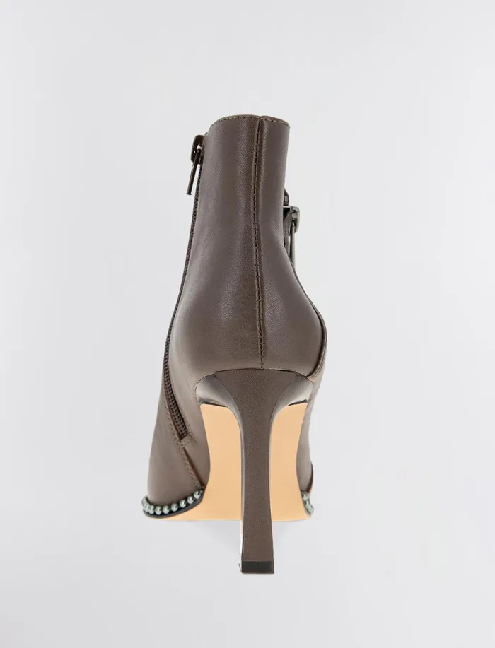 Women Shoes BCBG Brown Billie Leather Bootie Smoke