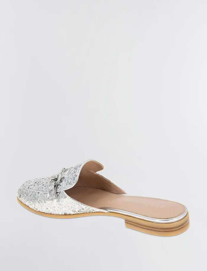 Women Shoes BCBG Silver Glitter Zorie Loafer Mule Silver Rock Glitter