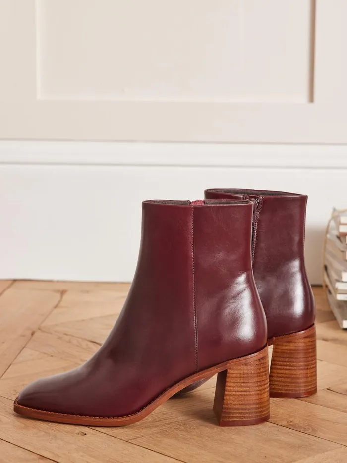 Women Shoes Cyrillus Leather Ankle Boots Bordeaux