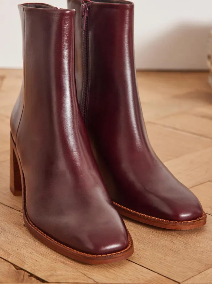 Women Shoes Cyrillus Leather Ankle Boots Bordeaux