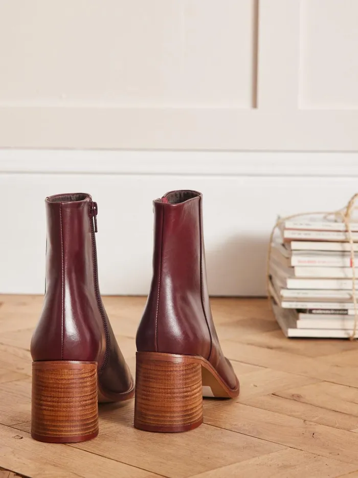Women Shoes Cyrillus Leather Ankle Boots Bordeaux