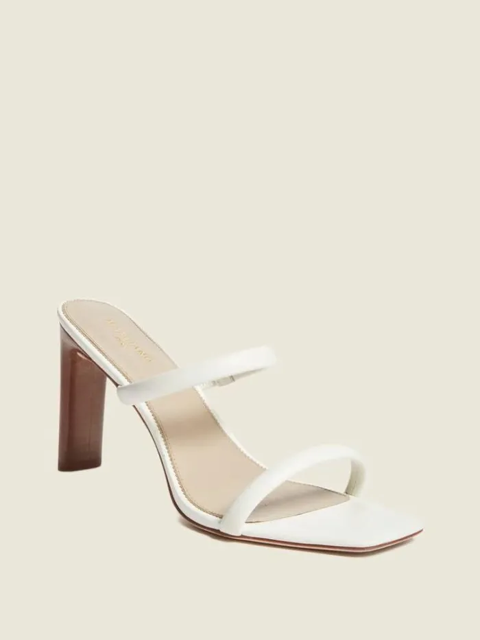Women Shoes Marciano Pearl Leather Double Strap Sandal Ivory