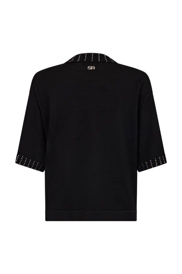 Women Shortsleeve Sweater With Rhinestone Neckline Black Black Sonia Rykiel Sweaters