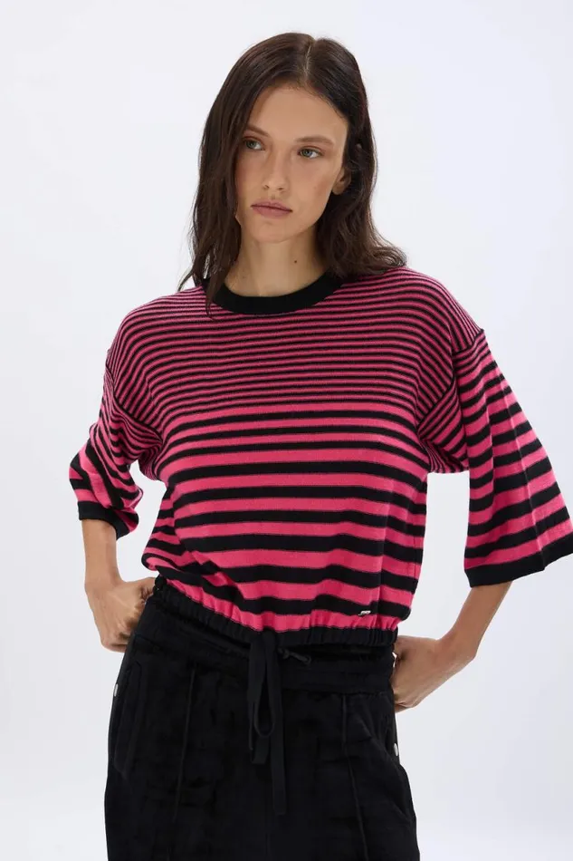 Women Shortsleeved Striped Sweater Striped Blackpink Multi Sonia Rykiel Sweaters