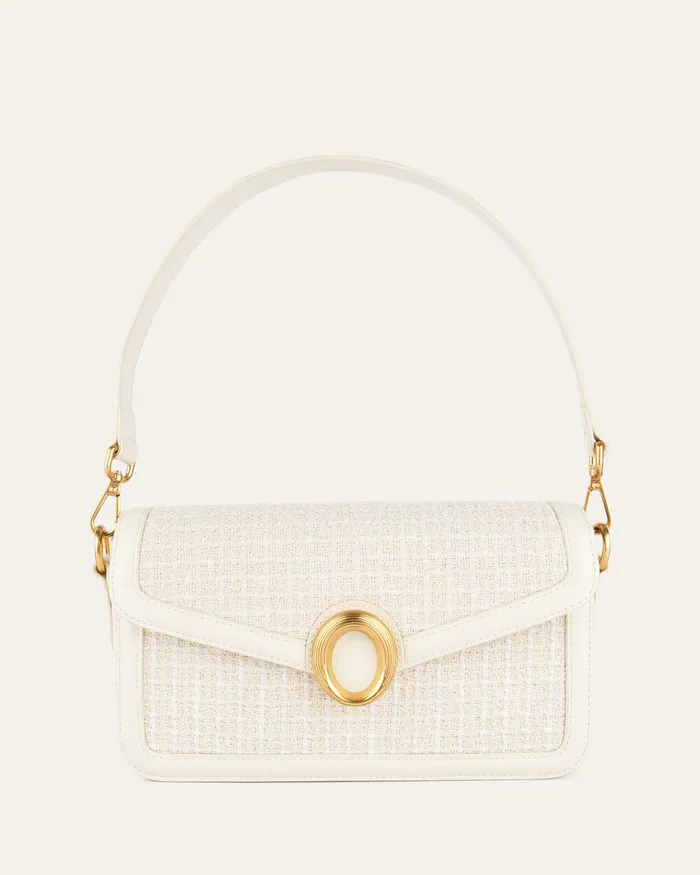 Women SHOULDER BAGS jomercer Rose shoulder bag off white tweed