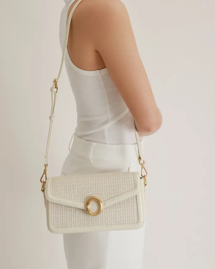 Women SHOULDER BAGS jomercer Rose shoulder bag off white tweed Women SHOULDER BAGS jomercer Rose shoulder bag off white tweed