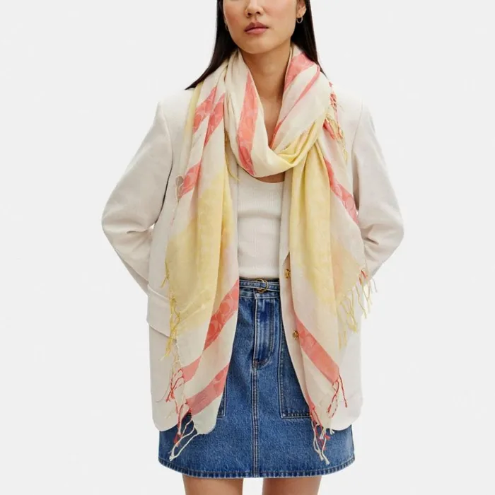 Women Signature Striped Pareo Haysun Orange Coach Hats Scarves and Gloves