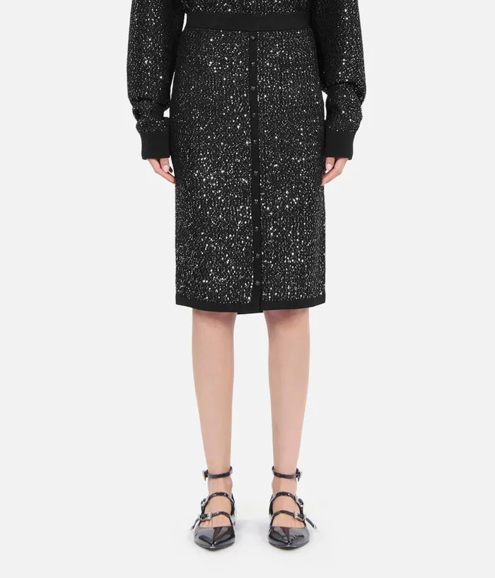 Women Skirts and Shorts THE KOOPLES Black Midlength Sequin Skirt Women Skirts and Shorts THE KOOPLES Black Midlength Sequin Skirt