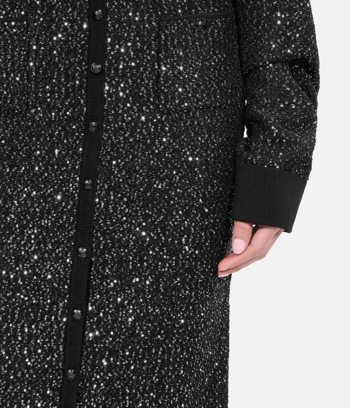 Women Skirts and Shorts THE KOOPLES Black Midlength Sequin Skirt Women Skirts and Shorts THE KOOPLES Black Midlength Sequin Skirt