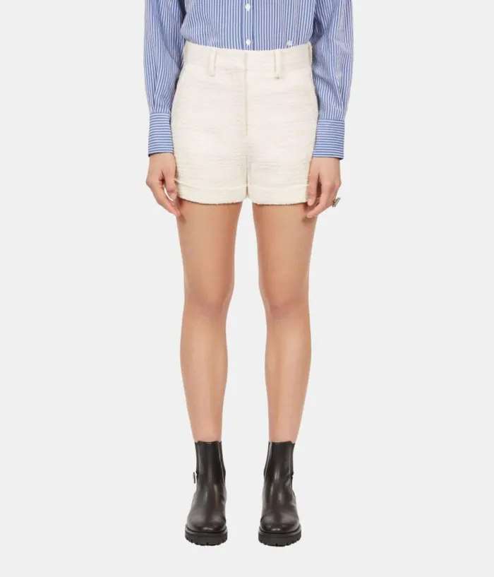 Women Skirts and Shorts THE KOOPLES Ecru Tweed Shorts Women Skirts and Shorts THE KOOPLES Ecru Tweed Shorts