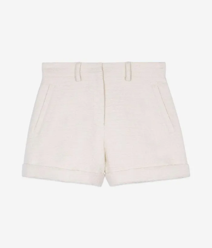 Women Skirts and Shorts THE KOOPLES Ecru Tweed Shorts Women Skirts and Shorts THE KOOPLES Ecru Tweed Shorts