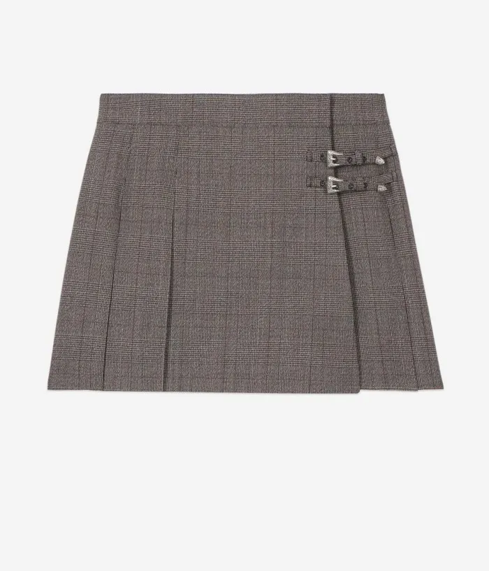 Women Skirts and Shorts THE KOOPLES Prince Of Wales Short Pleated Wool Wrap Skirt Women Skirts and Shorts THE KOOPLES Prince Of Wales Short Pleated Wool Wrap Skirt