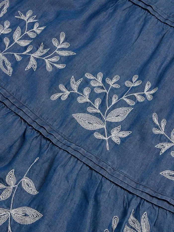 Women SKIRTS White Stuff Isla Embroidered Denim Skirt Light Denim Women SKIRTS White Stuff Isla Embroidered Denim Skirt Light Denim