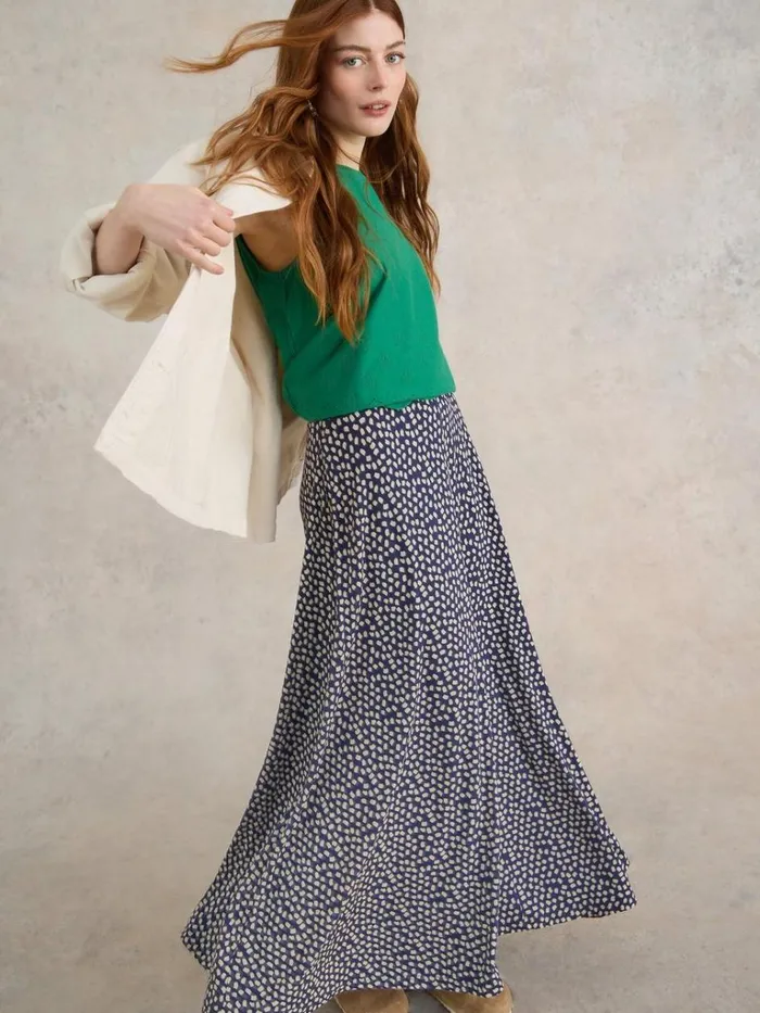 Women SKIRTS White Stuff Jada Eco Vero Skirt Blue Print Women SKIRTS White Stuff Jada Eco Vero Skirt Blue Print