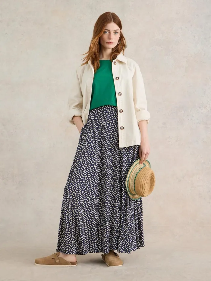 Women SKIRTS White Stuff Jada Eco Vero Skirt Blue Print Women SKIRTS White Stuff Jada Eco Vero Skirt Blue Print