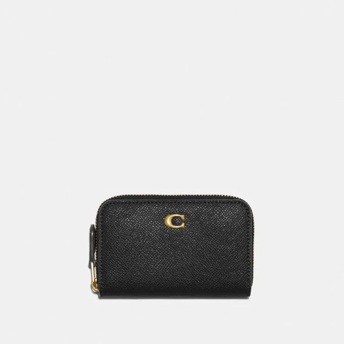 Women Small Zip Around Card Case Brassblack Coach Small Wallets