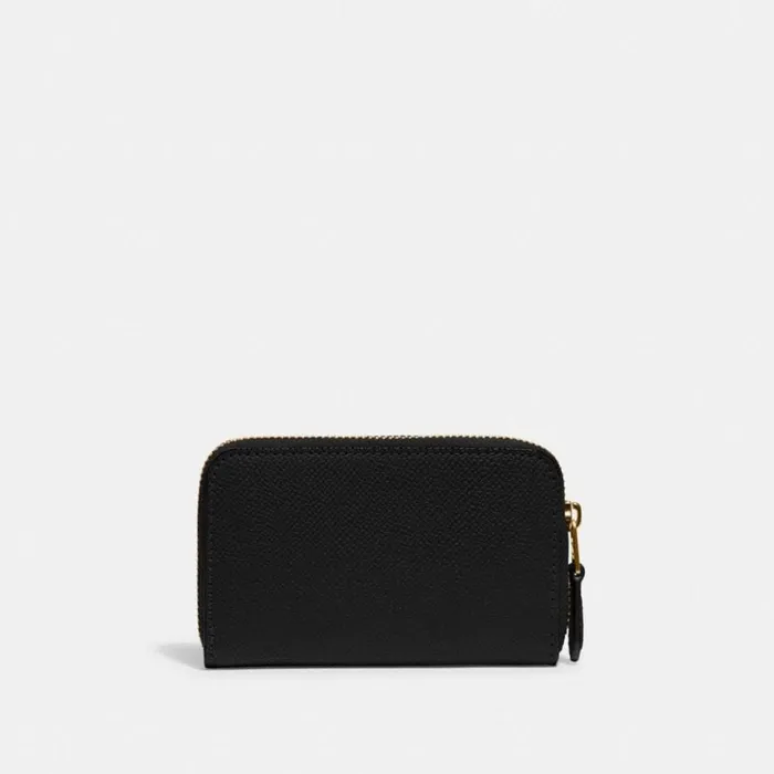 Women Small Zip Around Card Case Brassblack Coach Small Wallets