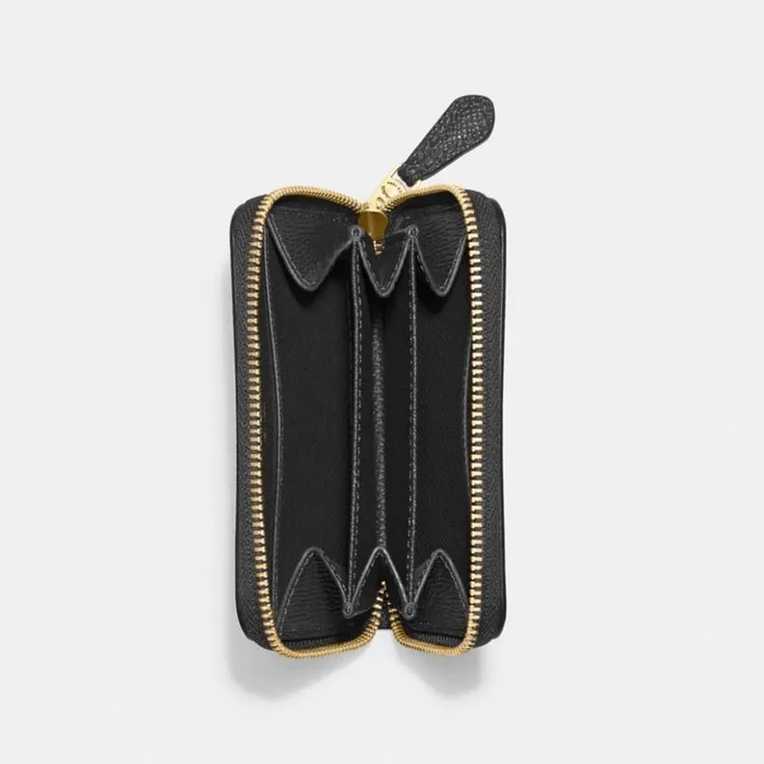 Women Small Zip Around Card Case Brassblack Coach Small Wallets