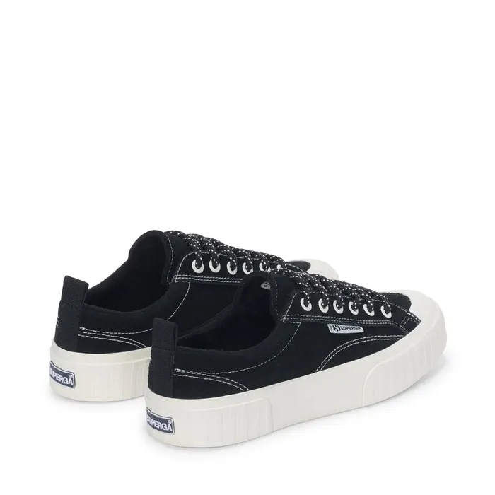 Women Sneakers Unisex 2630 STRIPE SUEDE CONTRAST STITCHING Low Cut BLACKWHITE AVORIOFAVORIO Superga Low Cut