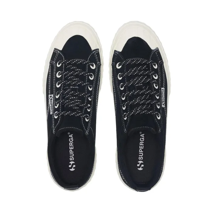 Women Sneakers Unisex 2630 STRIPE SUEDE CONTRAST STITCHING Low Cut BLACKWHITE AVORIOFAVORIO Superga Low Cut