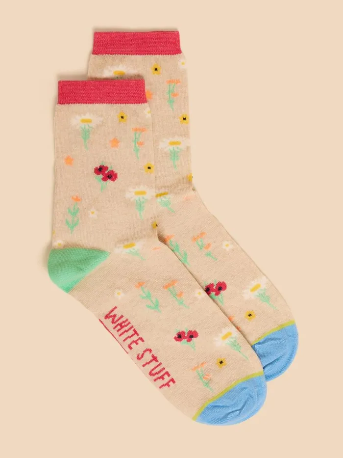 Women SOCKS White Stuff Daisy Floral Ankle Sock Natural Multi Women SOCKS White Stuff Daisy Floral Ankle Sock Natural Multi