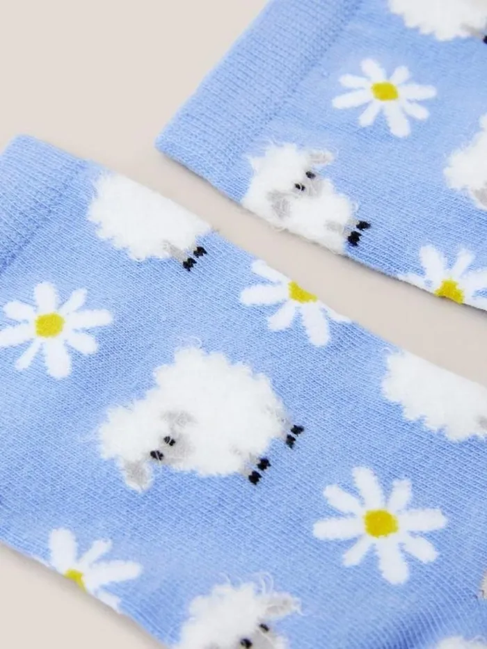 Women SOCKS White Stuff Fluffy Sheep Socks Blue Multi
