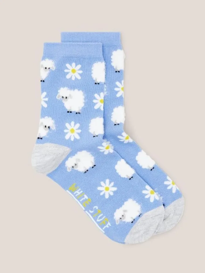 Women SOCKS White Stuff Fluffy Sheep Socks Blue Multi Women SOCKS White Stuff Fluffy Sheep Socks Blue Multi