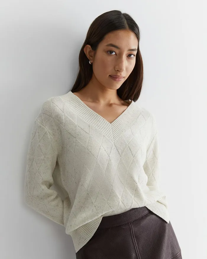 Women Sportscraft Knits and Cardigans Cass Diamond Cable Sweater White
