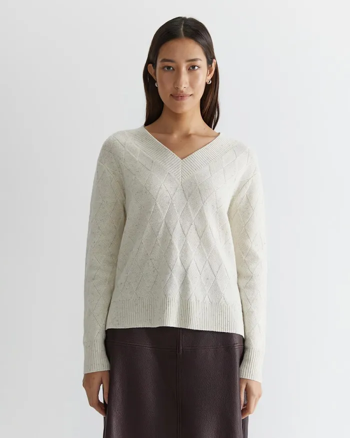 Women Sportscraft Knits and Cardigans Cass Diamond Cable Sweater White