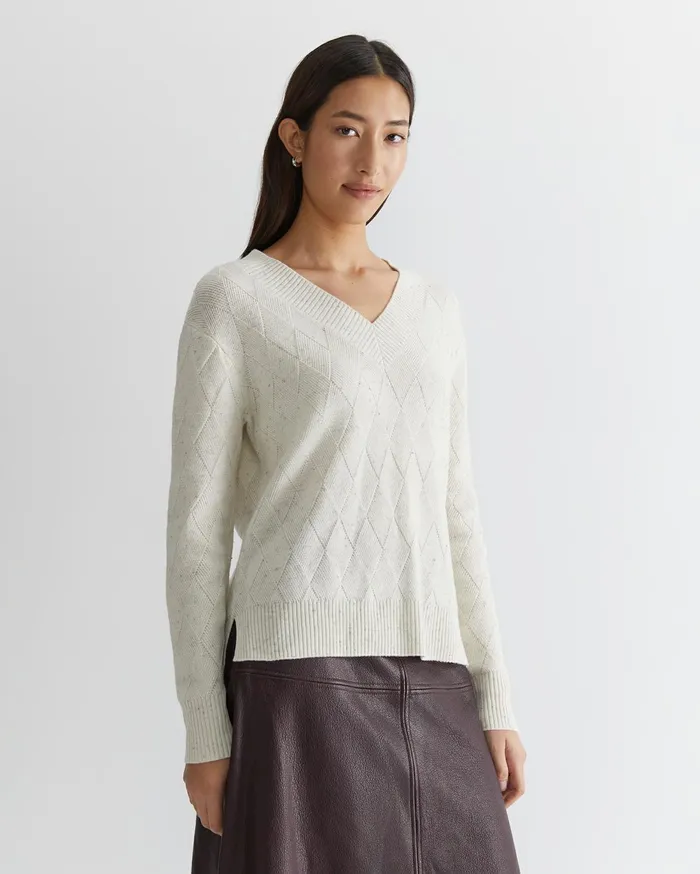 Women Sportscraft Knits and Cardigans Cass Diamond Cable Sweater White