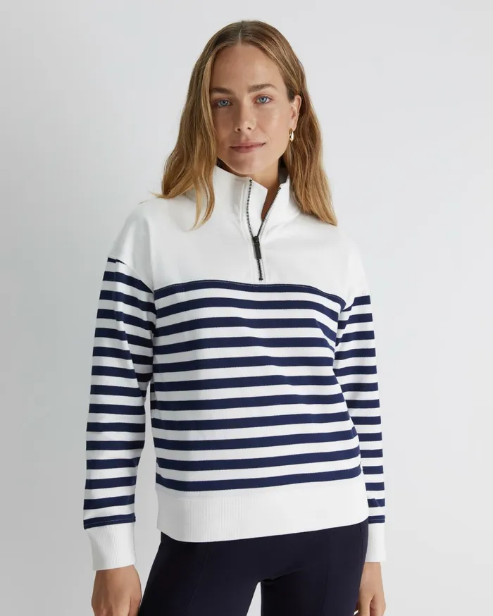 Women Sportscraft Knits and Cardigans SC Quarter Zip Sweat Ivorynavy