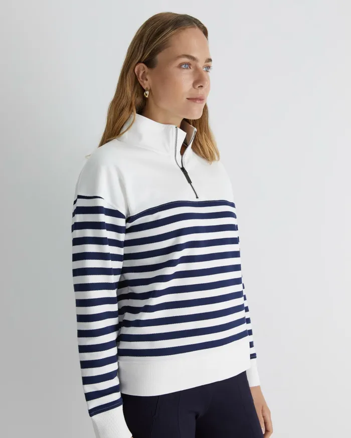 Women Sportscraft Knits and Cardigans SC Quarter Zip Sweat Ivorynavy