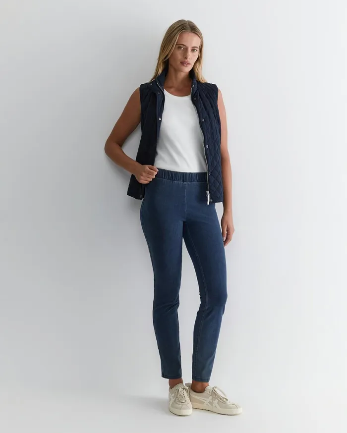 Women Sportscraft Pants Felicity Denim Pull On Pant Washed Indigo