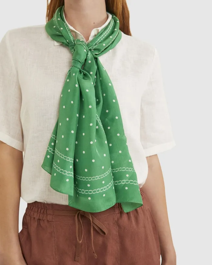 Women Sportscraft Scarves Spot Silk Scarf Green