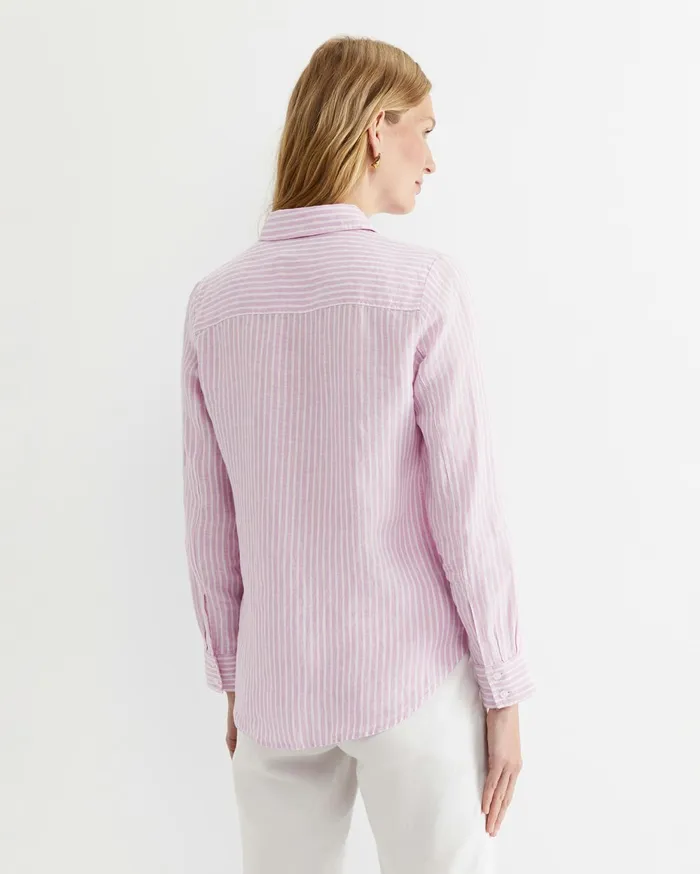 Women Sportscraft Shirts Dahlia Stripe Linen Shirt Pinkwhite