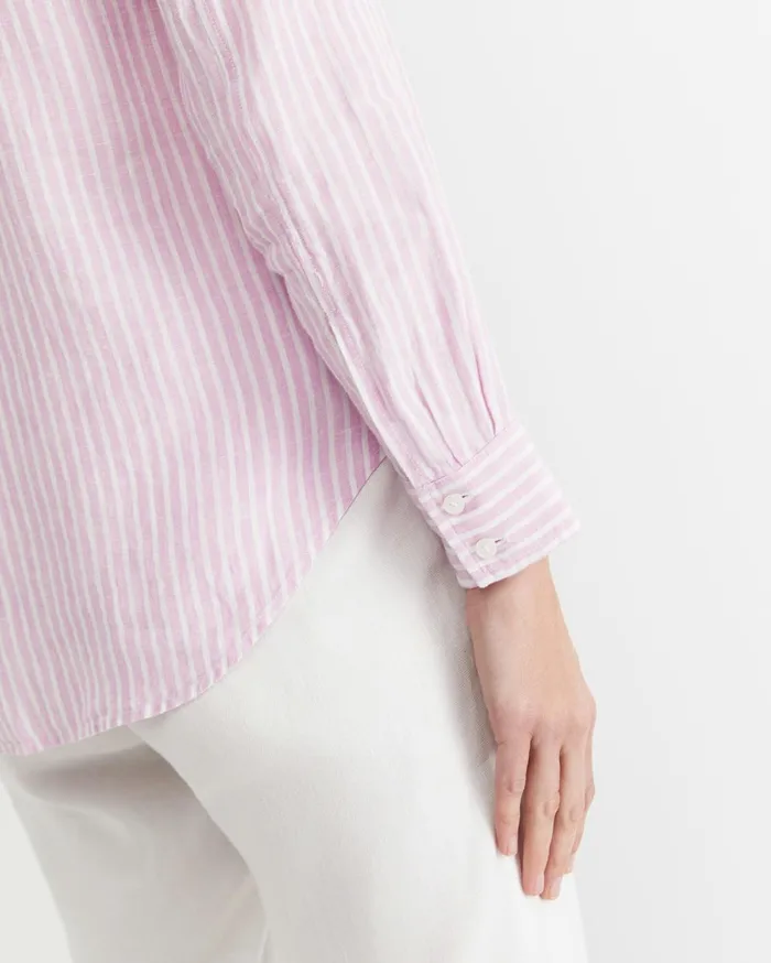 Women Sportscraft Shirts Dahlia Stripe Linen Shirt Pinkwhite