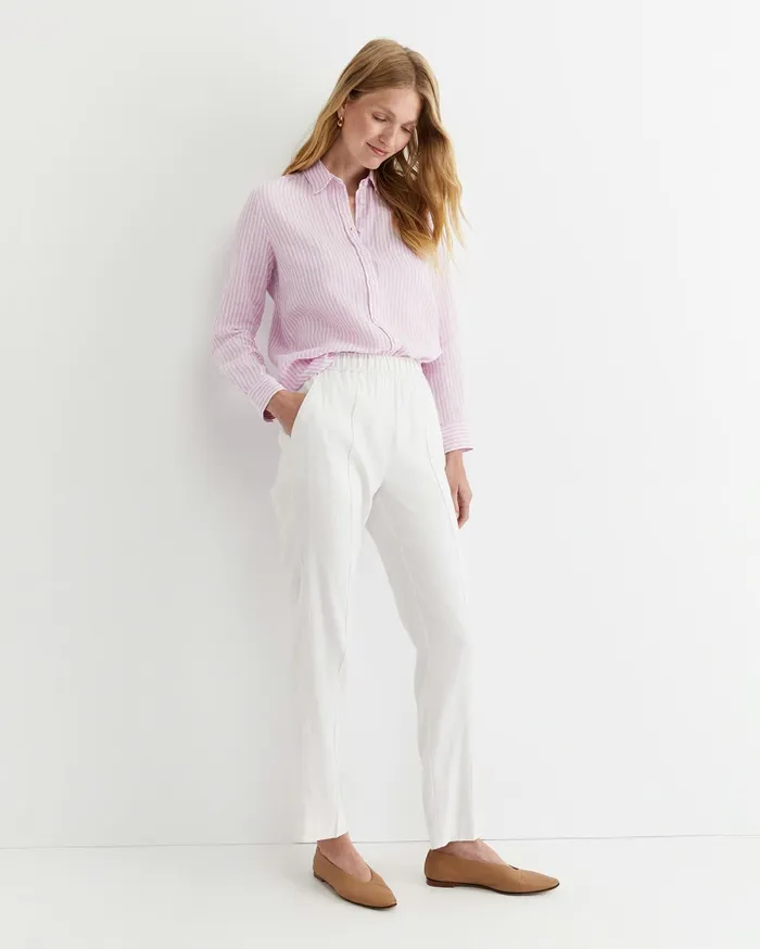 Women Sportscraft Shirts Dahlia Stripe Linen Shirt Pinkwhite